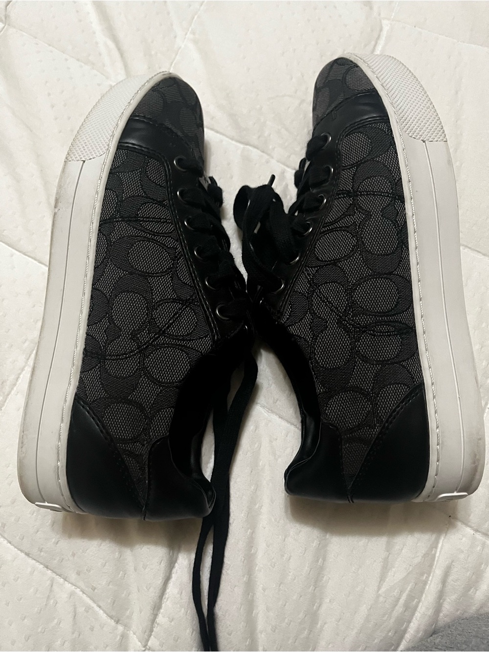 Coach Black Logo Canvas Low-Top Sneakers - Picture 3 of 5